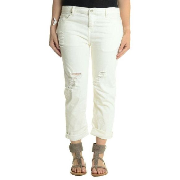IRO Jeans Off White Distressed Cropped Jeans 28 - Picture 1 of 2